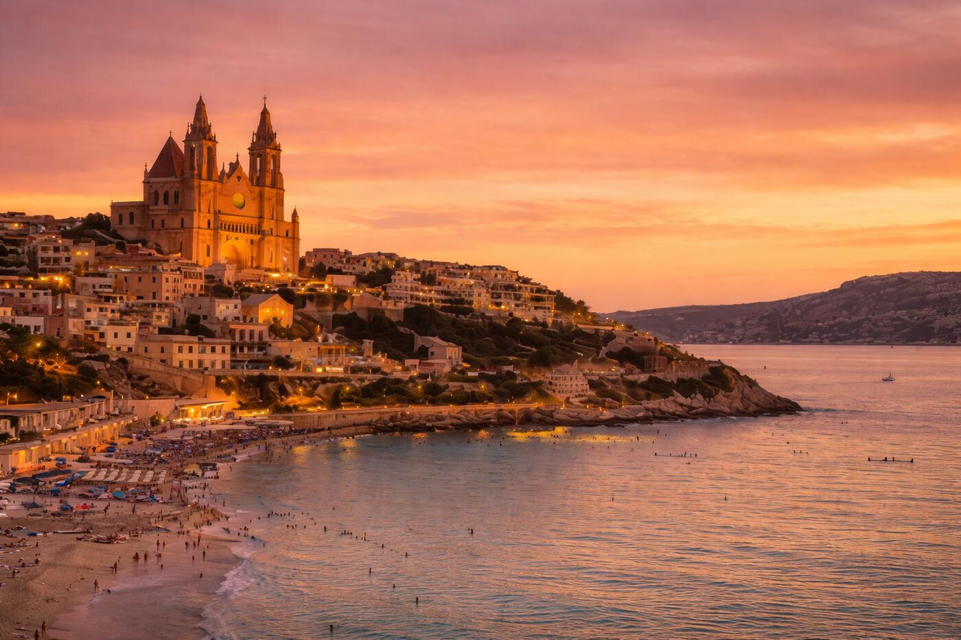 MaltaLockers luggage storage Mellieha Bay Malta sunset